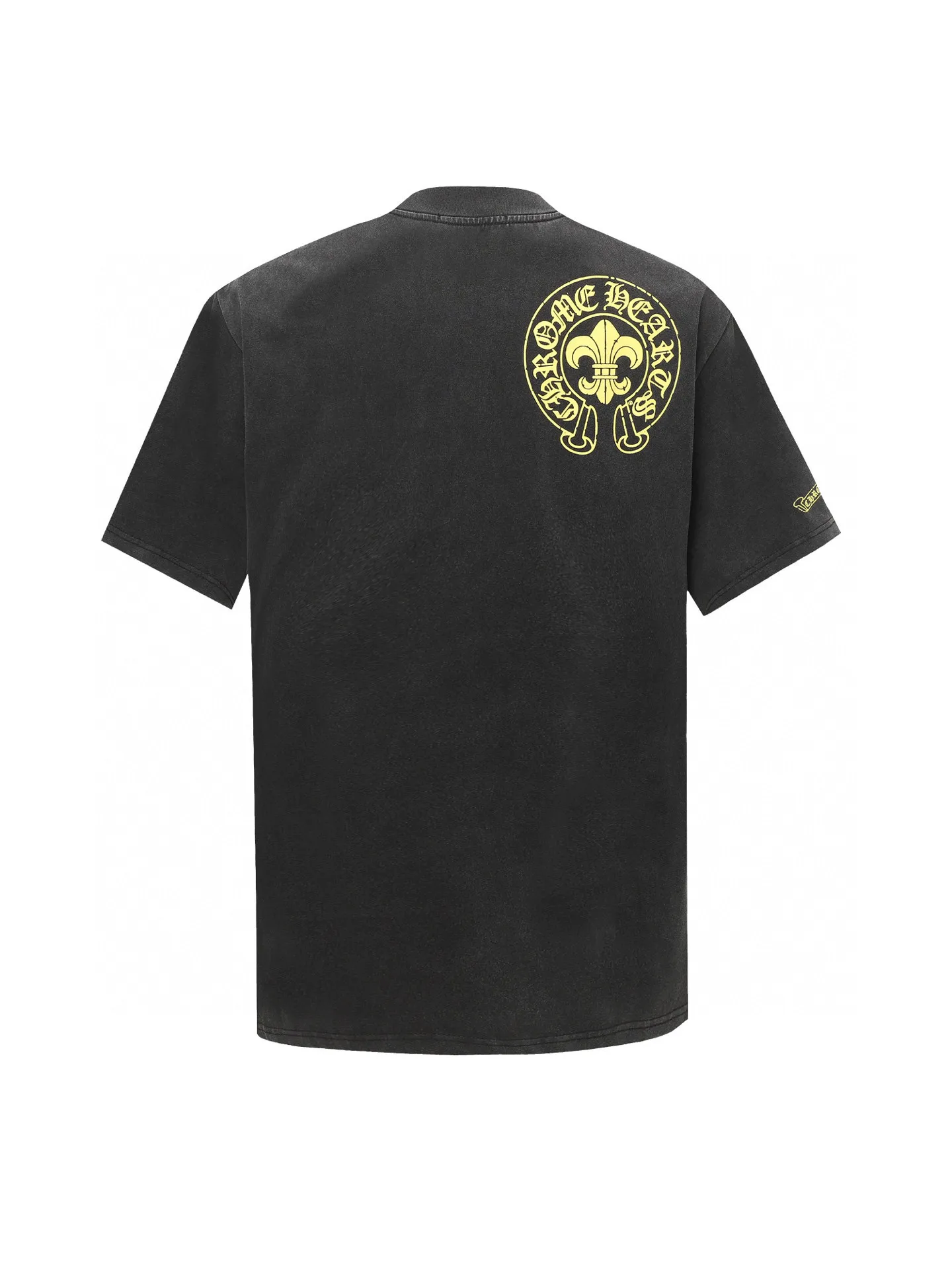 🅿️180 Chrome hearte/Chrome heart ch 25ss early spring new pattern logo washed T-shirt short sleeves. A must-have item for daily commuting for men and women in light luxury. The correct version is welcome to compare. Detailed features: 280g 100% cotton double yarn jersey fabric. Custom dyed in the same vat with special thickened 32 count double-strand 1x1 thread. Double-needle cross-stitch technology. Original main mark. Washed hangtag. COLOUR: Washed black. SIZE：xs-l